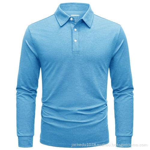 Long Sleeve Polo Shirts Golf Casual Polos Collared Shirts with 3-Button Lightweight Tops Sports Outdoor